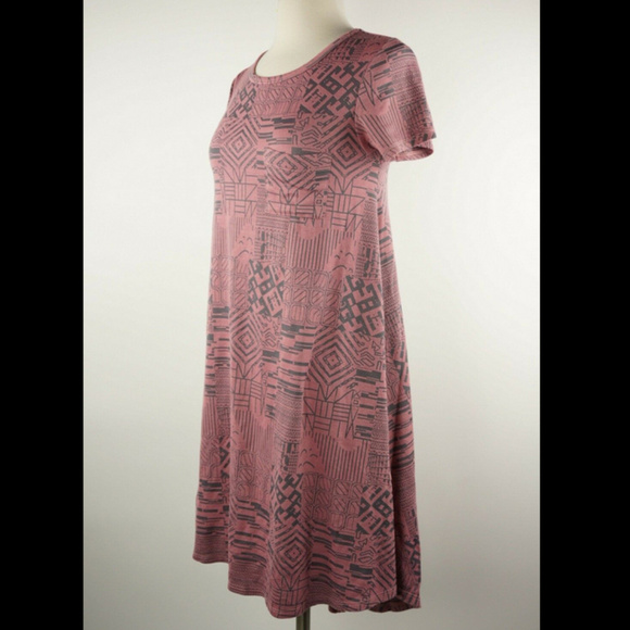 LuLaRoe Carly Dress Lines Pattern In Pink - Picture 2 of 5